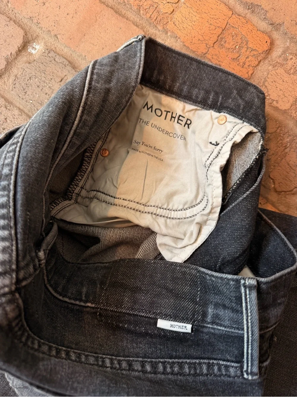 MOTHER Wide-Leg High-Rise Jeans in Washed Black-Green